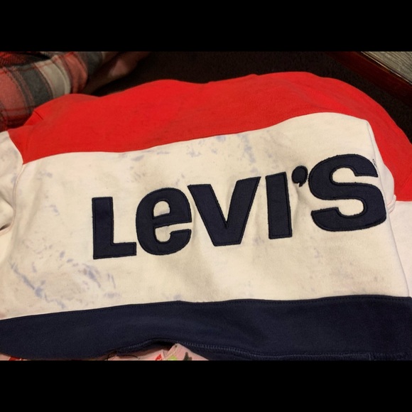 M LEVIS large letters logo color block sweatshirt  hoodie - Picture 7 of 9